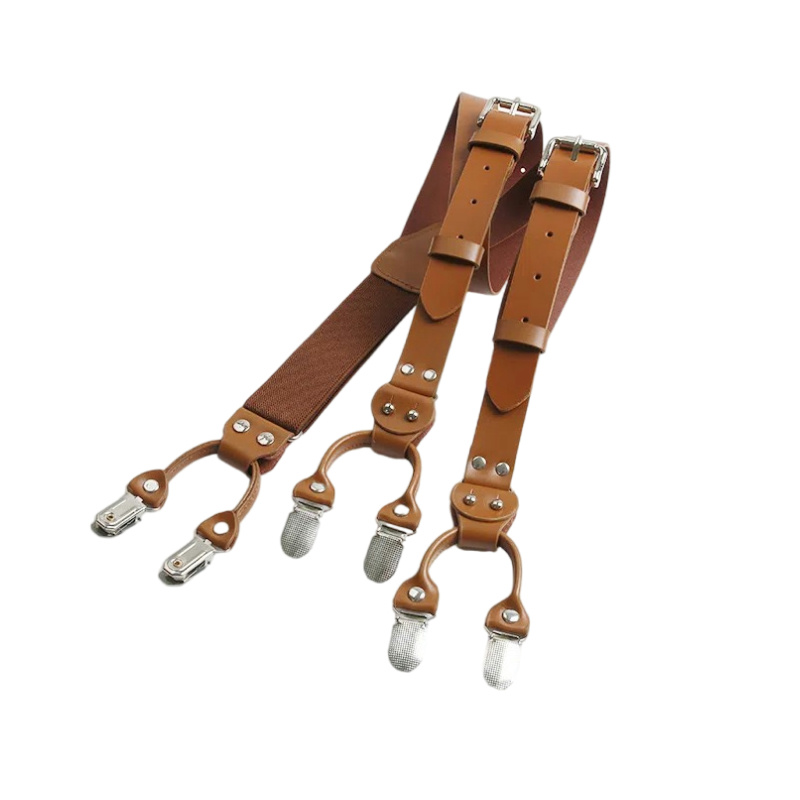 Suspenders Clip Men - 2,5 cm skórzane elastyczne męskie szelki