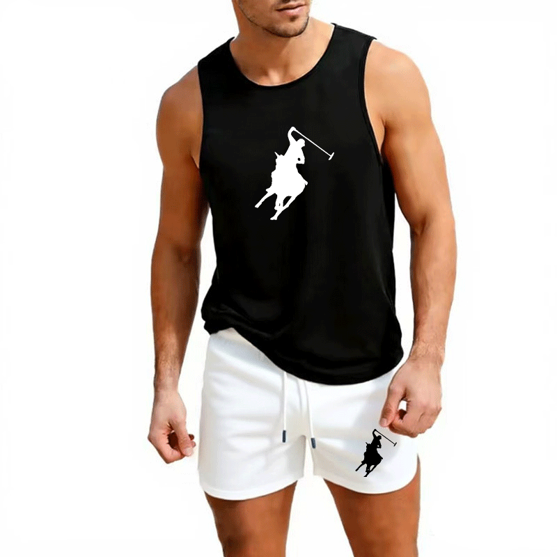 Mens Fashion Trend - Męski letni zestaw: kamizelka i szorty,