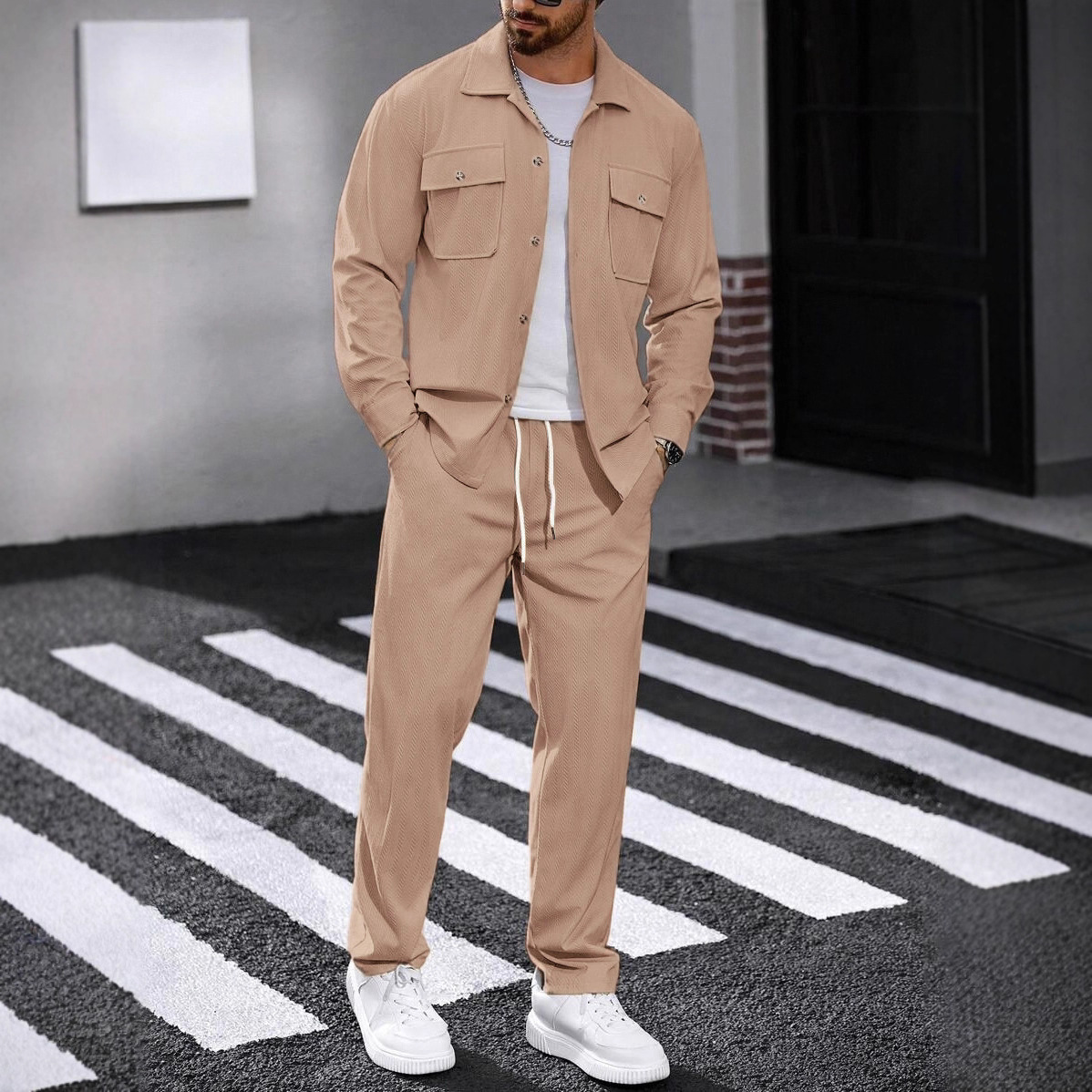 Knitted Cardigan Men - Nowy wiosenno-jesienny casualowy zestaw sportowy z