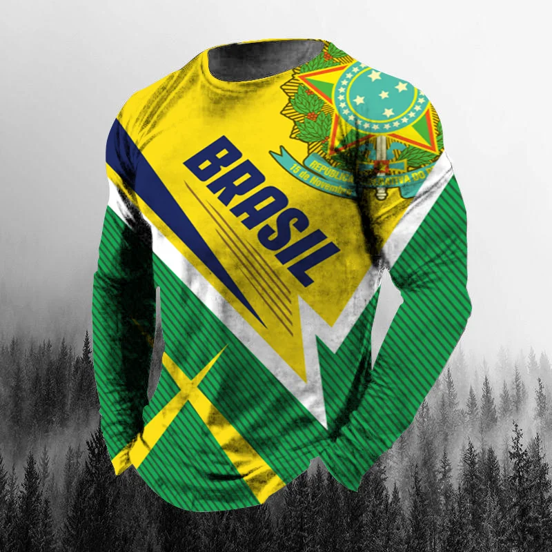 Men'S Tops Fashion - Klasyczna brazylijska flaga, nadruk 3D, męska