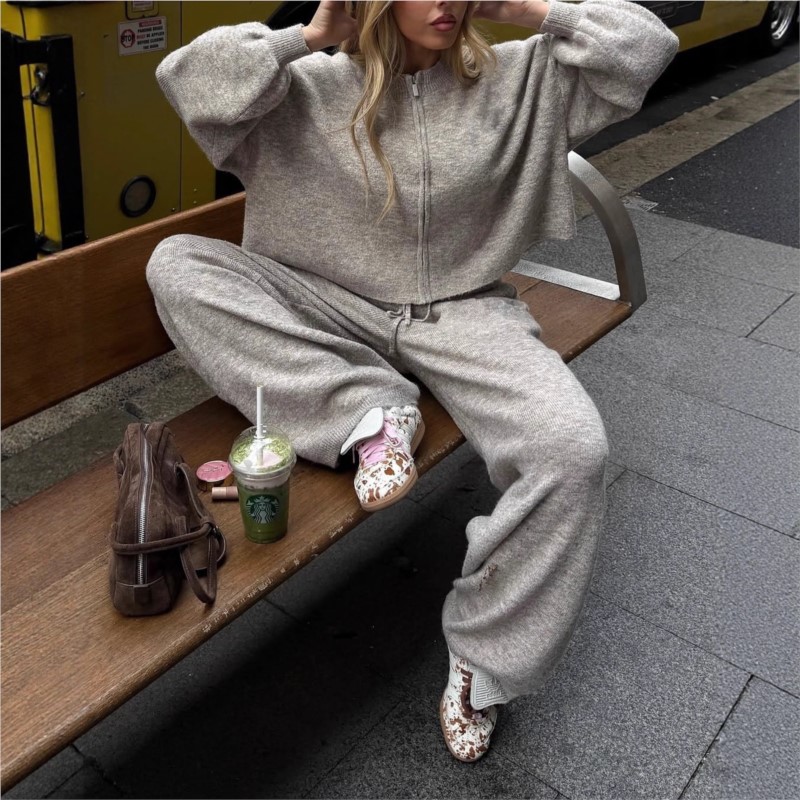 Damski dzianinowy dres, rozpin – Knitted Cardigan Men recenzja i cena