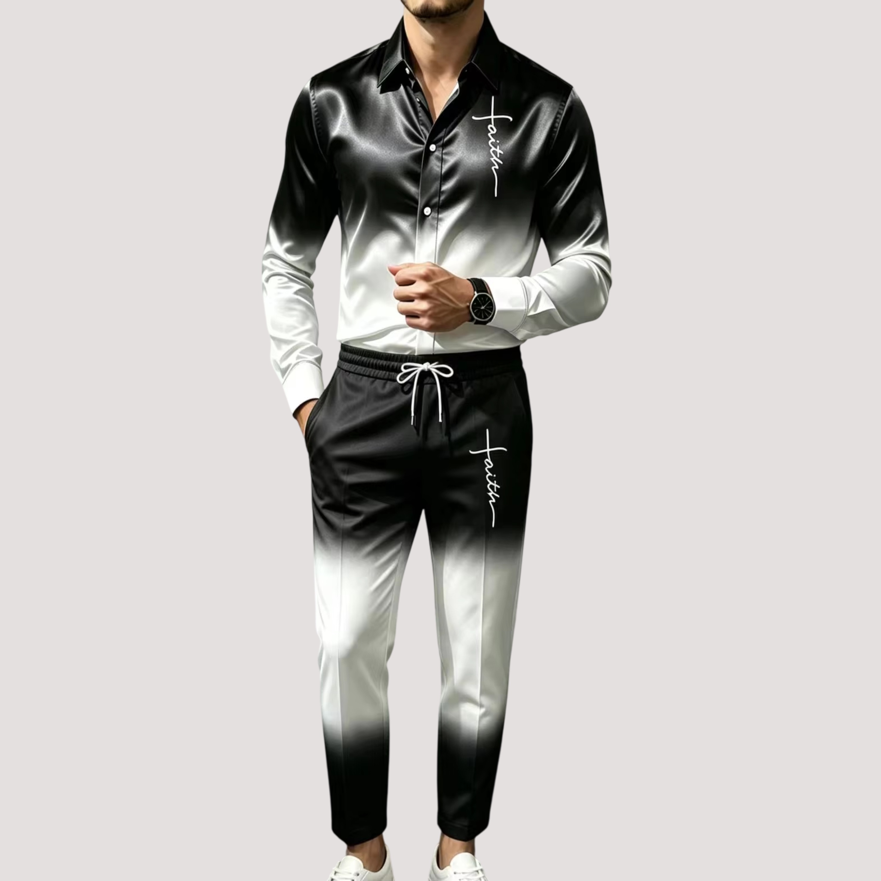 Męski satynowy jedwabny komple – Men'S Fashion Looks recenzja i cena